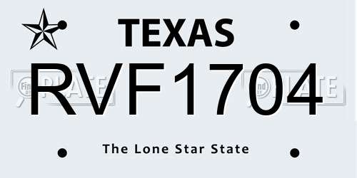 RVF1704 Texas License Plate