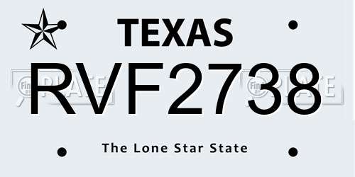 RVF2738 Texas License Plate