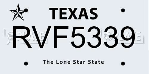 RVF5339 Texas License Plate