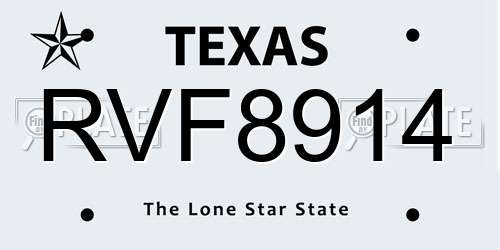 RVF8914 Texas License Plate
