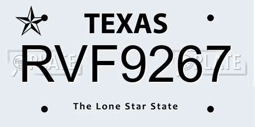 RVF9267 Texas License Plate