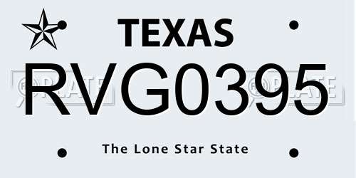 RVG0395 Texas License Plate