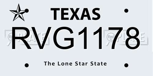 RVG1178 Texas License Plate