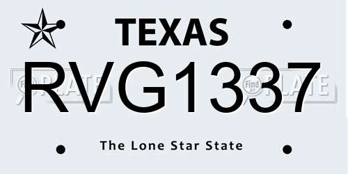 RVG1337 Texas License Plate