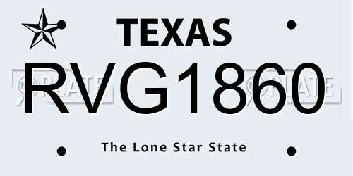 RVG1860 Texas License Plate