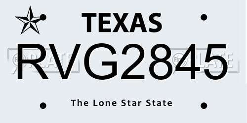 RVG2845 Texas License Plate