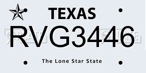 RVG3446 Texas License Plate
