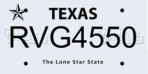 RVG4550 Texas License Plate
