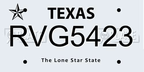 RVG5423 Texas License Plate
