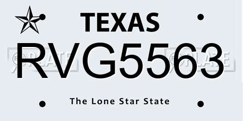 RVG5563 Texas License Plate