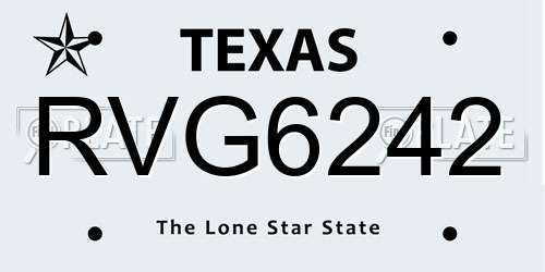 RVG6242 Texas License Plate