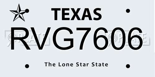 RVG7606 Texas License Plate