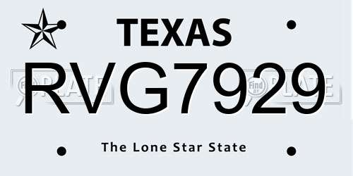 RVG7929 Texas License Plate