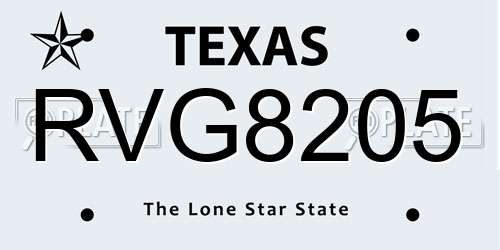 RVG8205 Texas License Plate