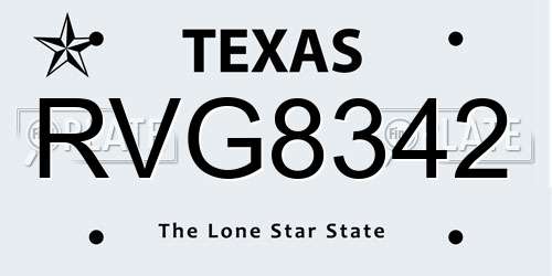 RVG8342 Texas License Plate