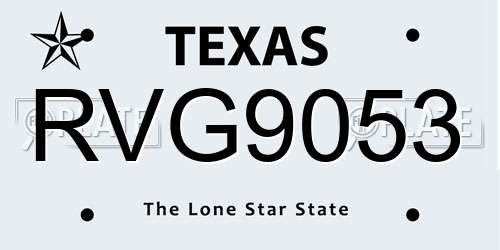RVG9053 Texas License Plate