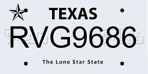 RVG9686 Texas License Plate