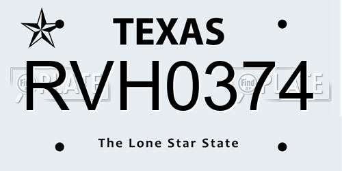 RVH0374 Texas License Plate