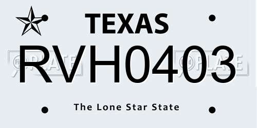 RVH0403 Texas License Plate
