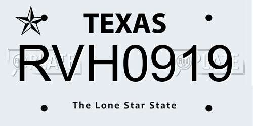 RVH0919 Texas License Plate
