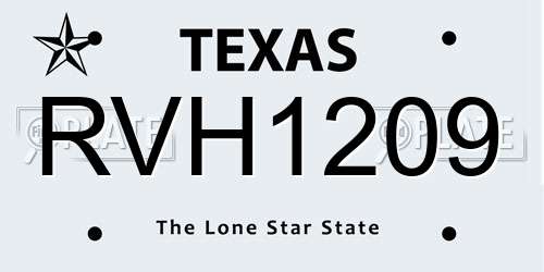RVH1209 Texas License Plate
