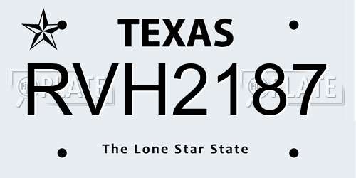 RVH2187 Texas License Plate