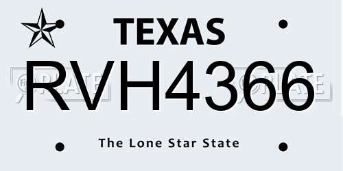 RVH4366 Texas License Plate