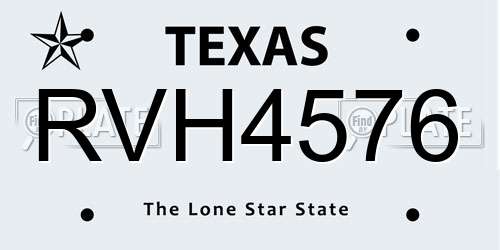 RVH4576 Texas License Plate