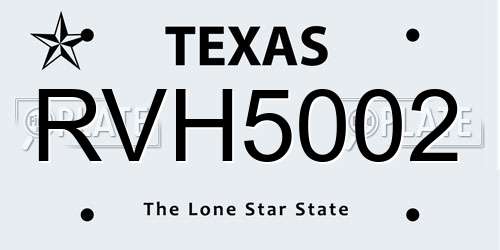 RVH5002 Texas License Plate