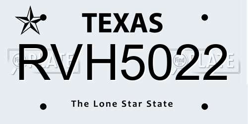 RVH5022 Texas License Plate