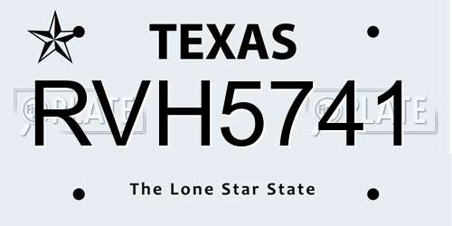 RVH5741 Texas License Plate