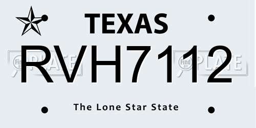 RVH7112 Texas License Plate