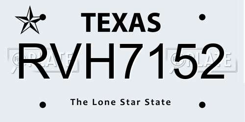 RVH7152 Texas License Plate