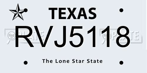 RVJ5118 Texas License Plate