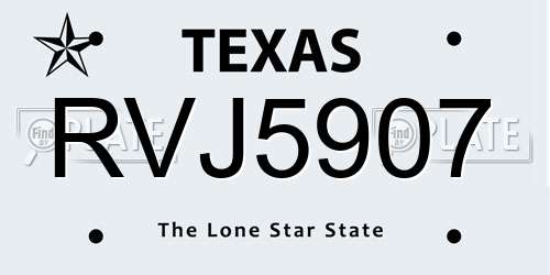 RVJ5907 Texas License Plate
