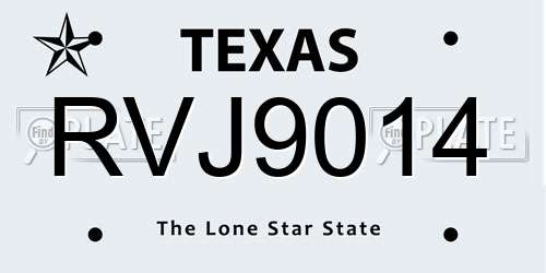 RVJ9014 Texas License Plate