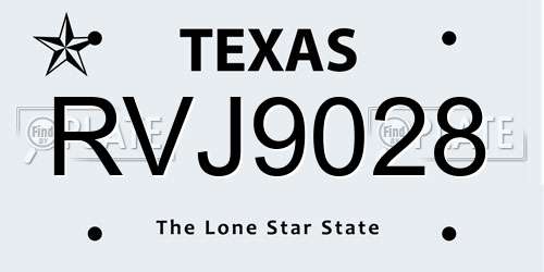 RVJ9028 Texas License Plate