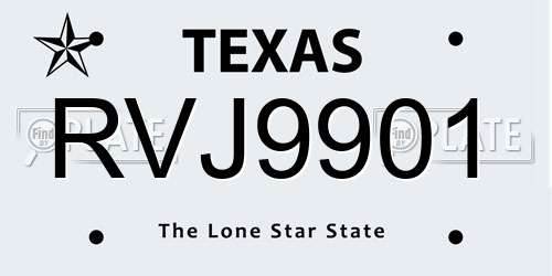 RVJ9901 Texas License Plate