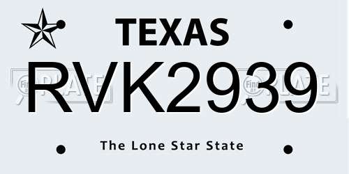 RVK2939 Texas License Plate
