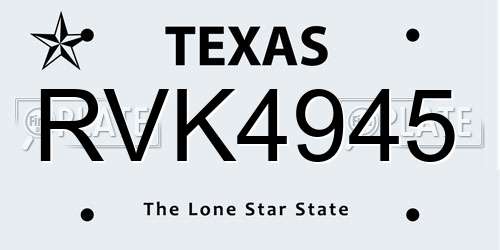 RVK4945 Texas License Plate