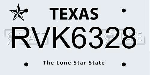 RVK6328 Texas License Plate
