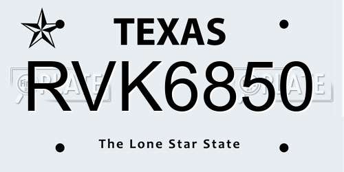 RVK6850 Texas License Plate