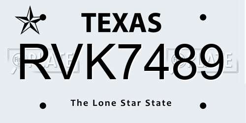 RVK7489 Texas License Plate
