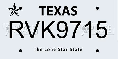RVK9715 Texas License Plate