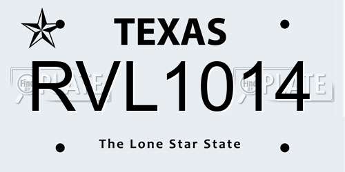RVL1014 Texas License Plate