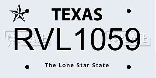 RVL1059 Texas License Plate