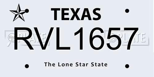 RVL1657 Texas License Plate
