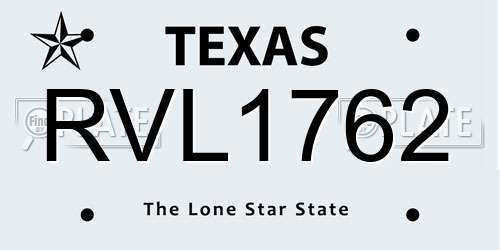 RVL1762 Texas License Plate