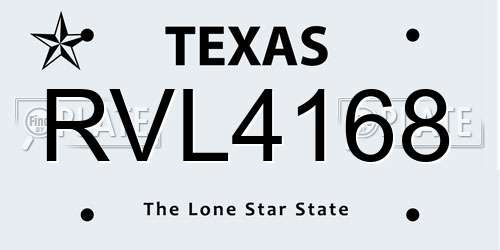 RVL4168 Texas License Plate