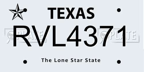 RVL4371 Texas License Plate